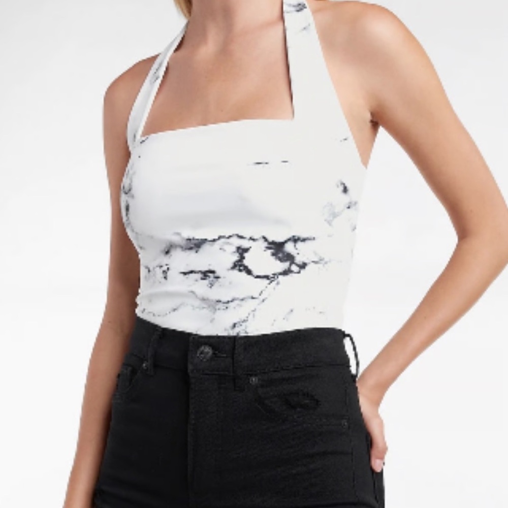 Express halter marble print body contour